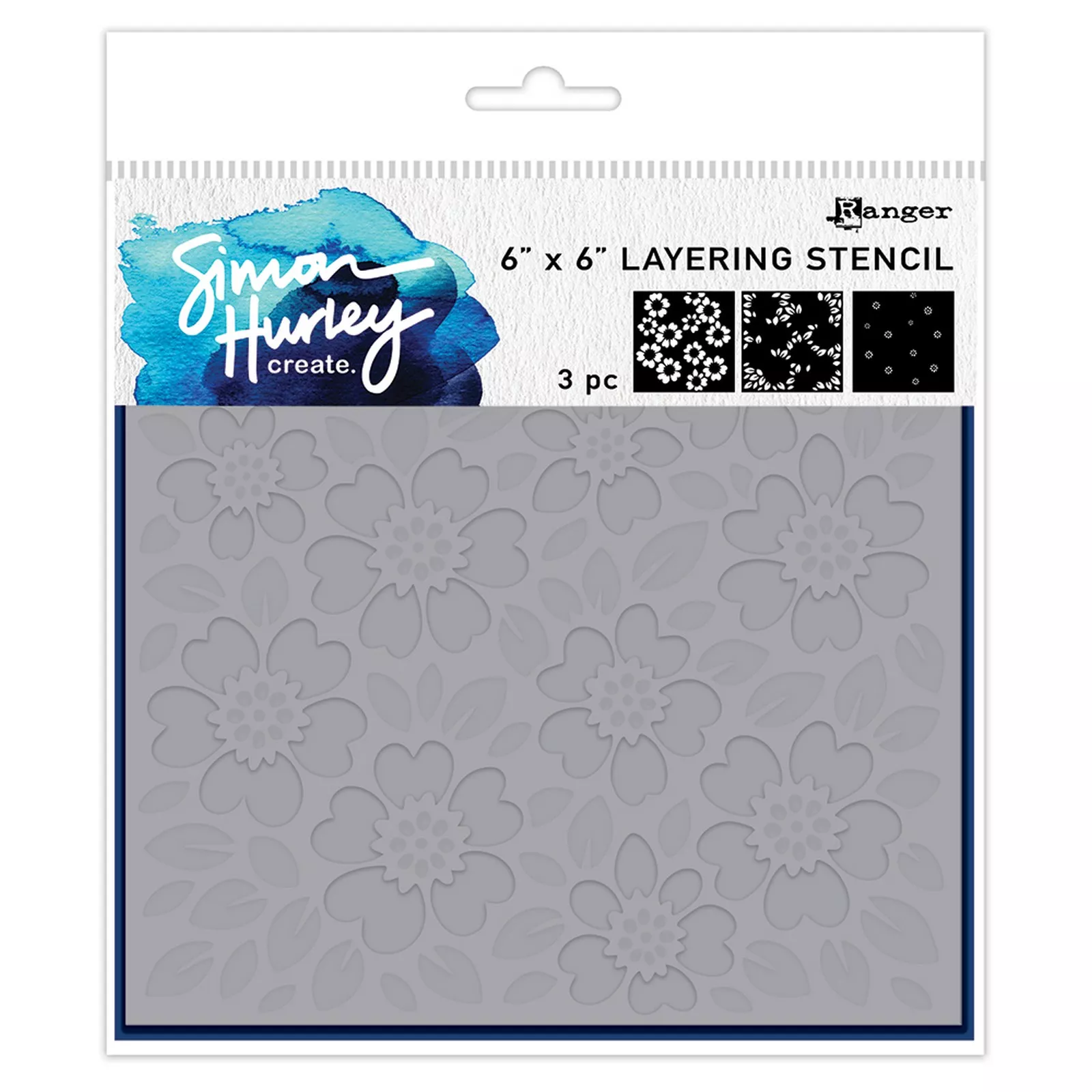 Ranger • Simon Hurley create. Stencil Whimsy Flowers 3pcs