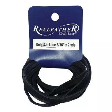 Realeather Black Deerskin Lace, 2 Yards