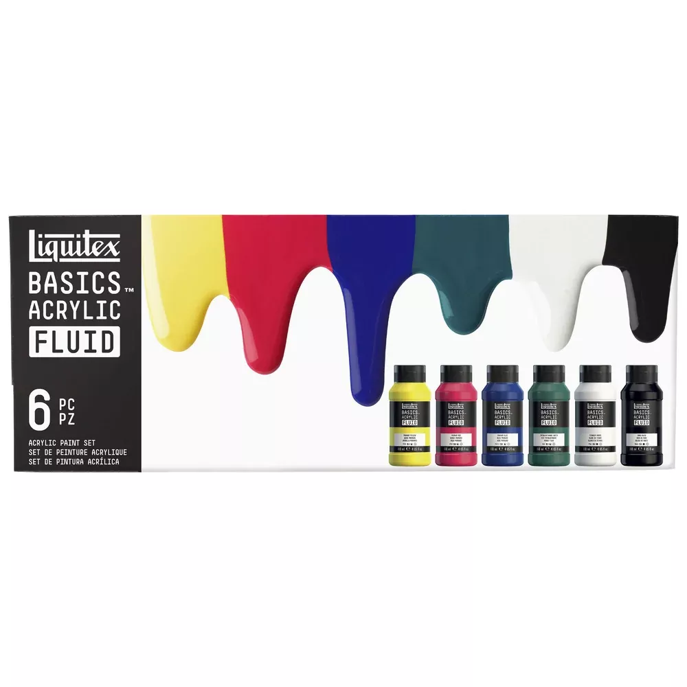 S25 Liquitex Basics Acrylic Fluid Set, 6 x 118ml Bottle