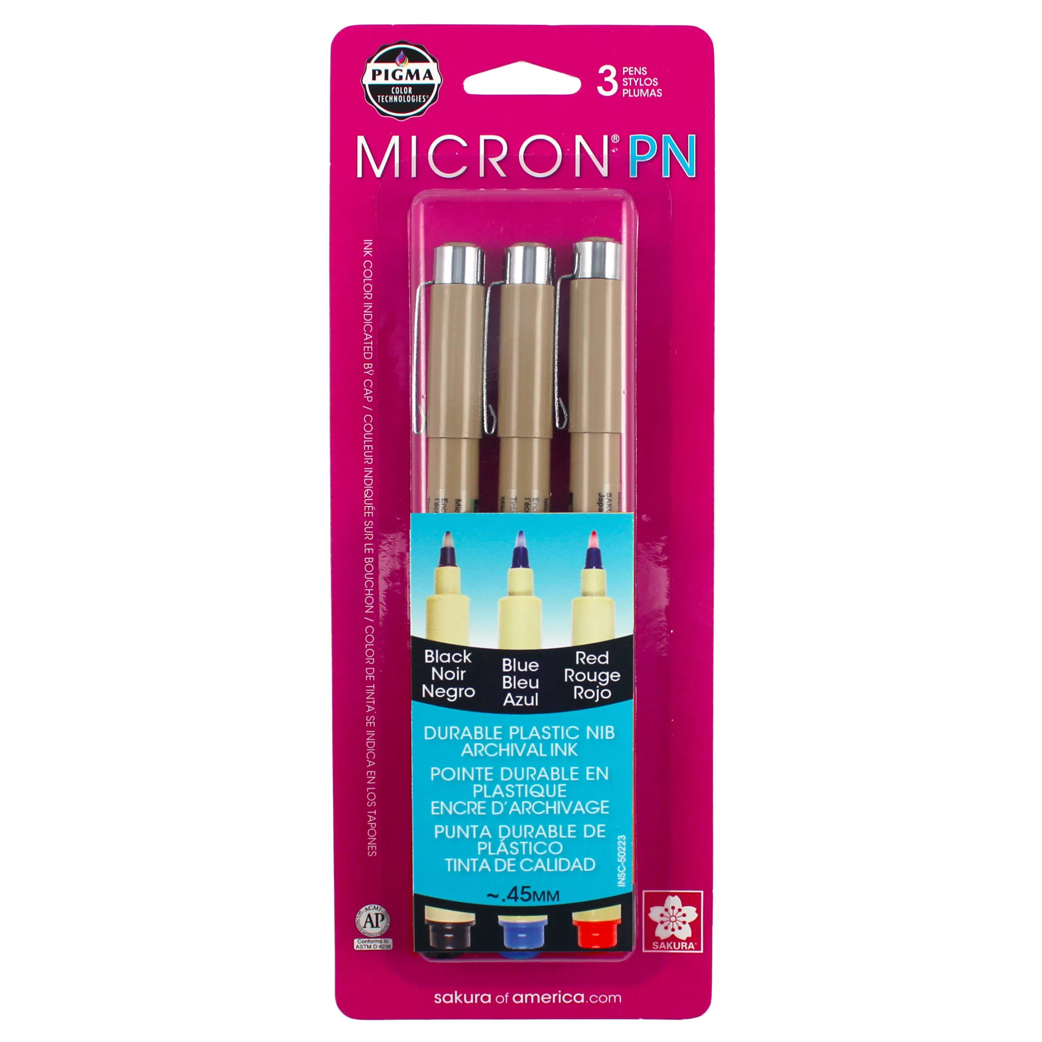Sakura Pigma Micron PN, Set of 3, Assorted Colors