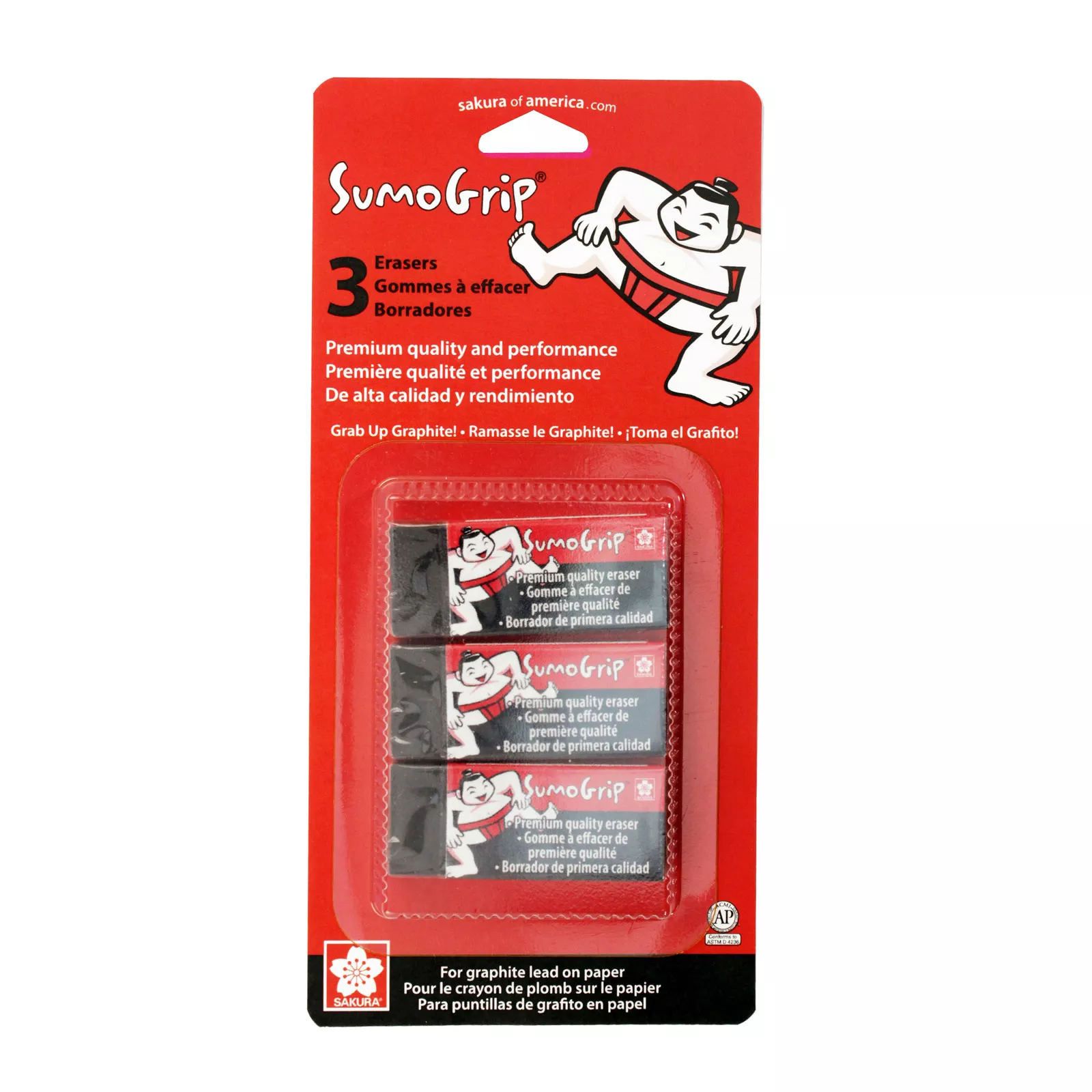 Sakura SumoGrip Premium Block Eraser B80 3pc Set