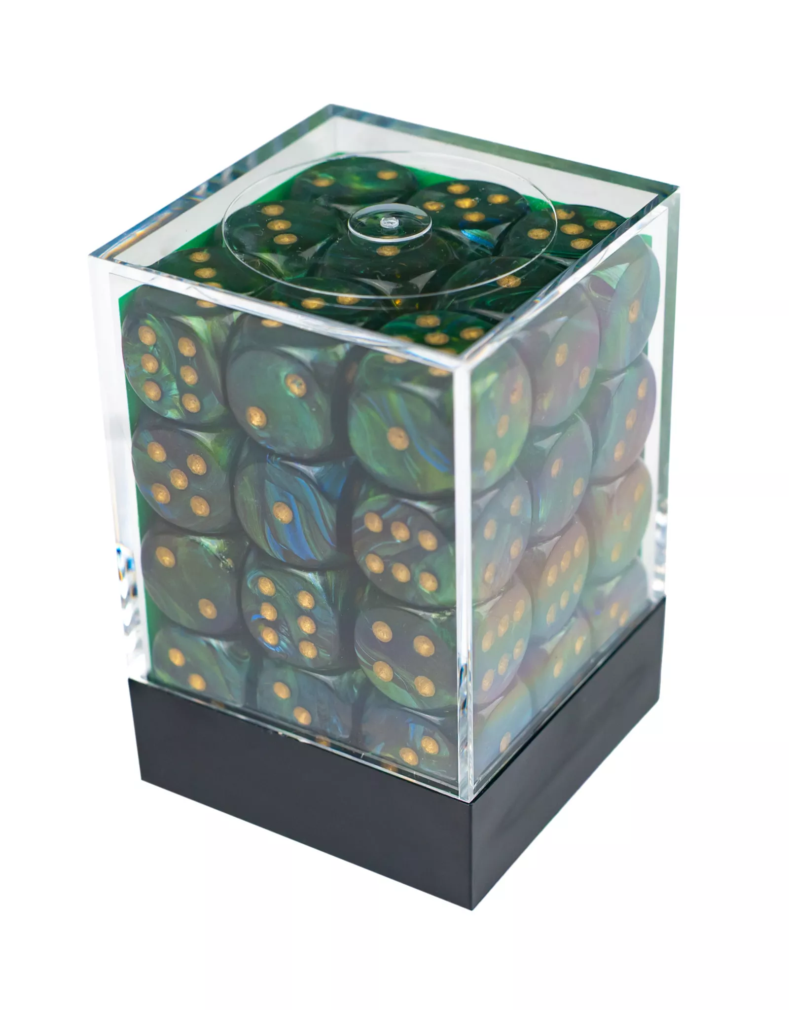 Scarab Jade/Gold 12mm d6 Dice Block (36 dice)