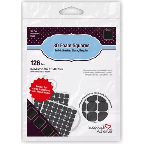 Scrapbook Adhesives 3D Foam SQUARES 1/2" Black - 126