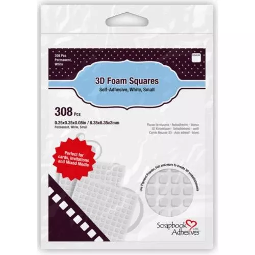Scrapbook Adhesives 3D Foam SQUARES 1/4" White - 308