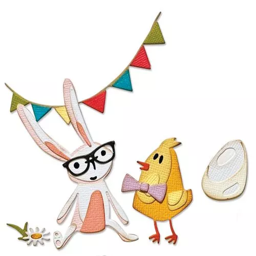 Sizzix - Tim Holtz - Thinlits Dies - Vault Bunny + Chick