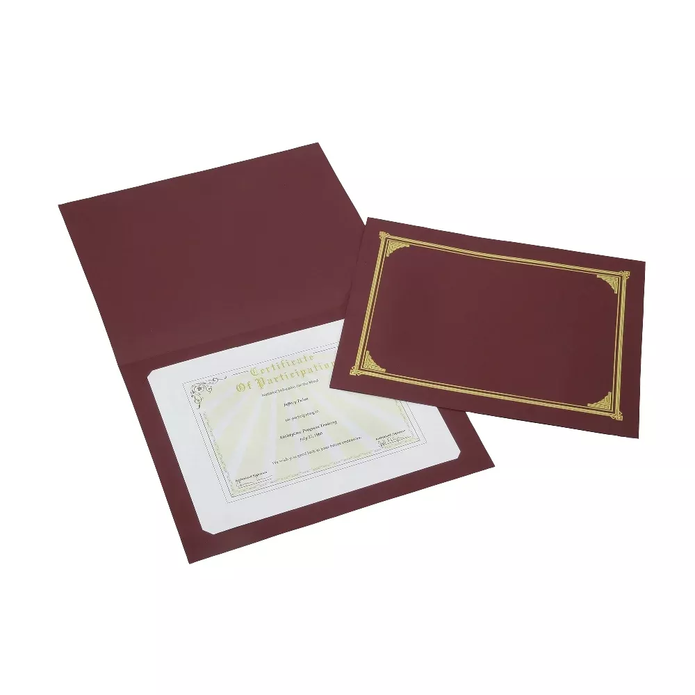 SKILCRAFT Certificate Holder, Burgundy, 6/Package, 1 Package