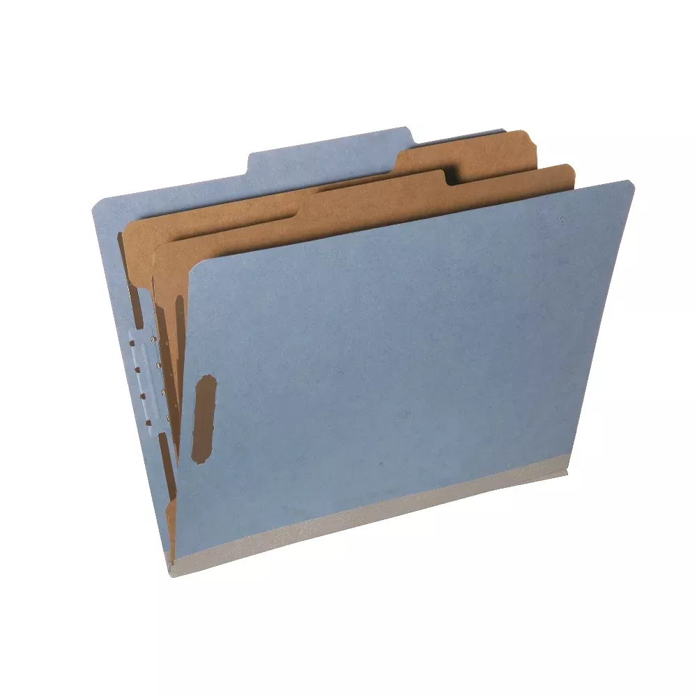SKILCRAFT Classification Folder, 2 Dividers, 6 Part, Letter, Blue, Box of 10