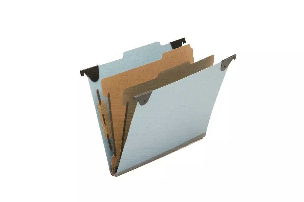 SKILCRAFT Hanging Classification File Folders, 2 Dividers, 6 Sections, Letter, Light Green, 10/Box, 1 Box