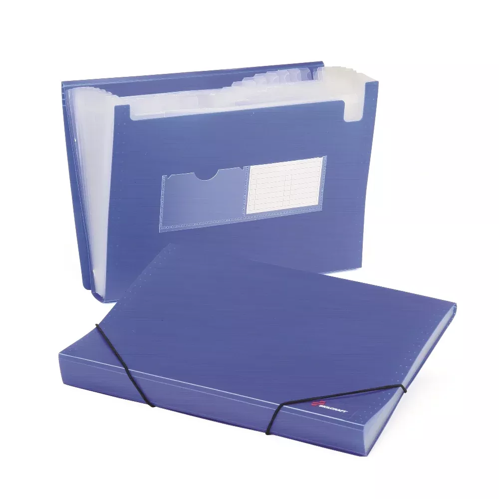 SKILCRAFT Poly Expanding Storage Files, 12-tab, Blue, 1 Each