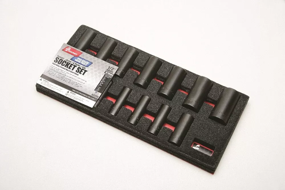 SKILCRAFT Pro-Grade Impact Socket Set, 1/2" Drive, 13 Piece Set, Case of 4 Sets