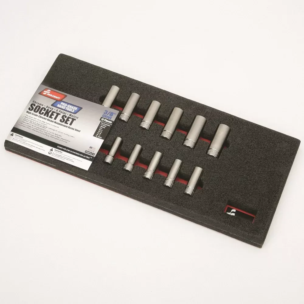 SKILCRAFT Pro-Grade Socket Set, 3/8" Drive Deep Metric, 6 Piece Set, Case of 4 Sets