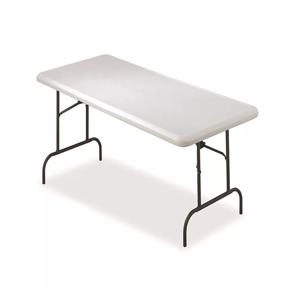 SKILCRAFT Rectangular Folding Table, 600 lb weight capacity, 60" W x 29" H x 30" D, Platinum Gray, 1 Each