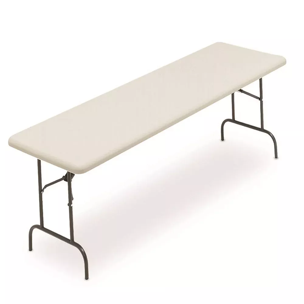 SKILCRAFT Rectangular Folding Table, 600 lb weight capacity, 96" W x 29" H x 30" D, Platinum Gray, 1 Each