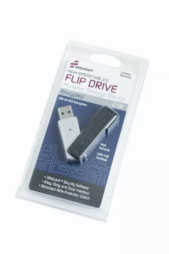 SKILCRAFT USB AES Encrypted Drive, 2 GB, 1 Each