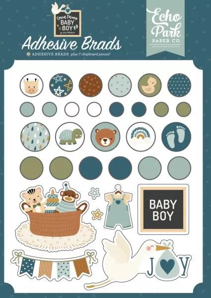 Special Delivery Baby Boy - Adhesive Brads - Echo Park