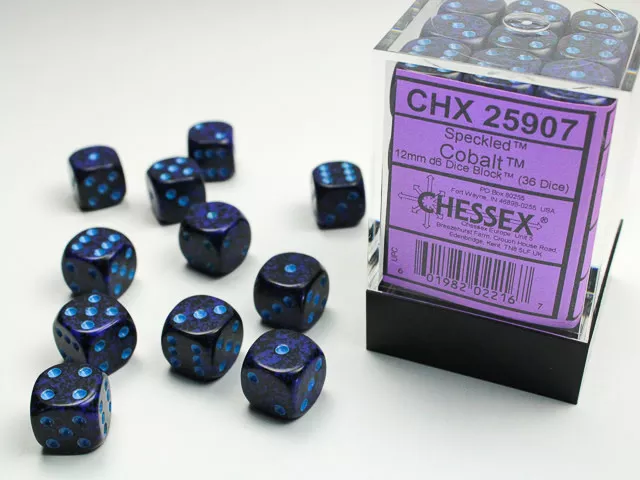 Speckled Cobalt/Blue12mm d6 Dice Block (36 dice)