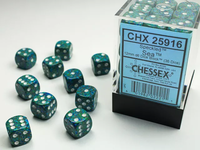 Speckled Sea/White 12mm d6 Dice Block (36 dice)