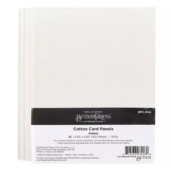 Spellbinders - BetterPress - Cotton Card Panels - A2 - Pebble, 25 pack