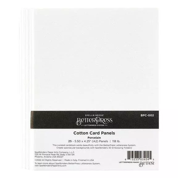 Spellbinders - BetterPress - Cotton Card Panels - A2 - Porcelain, 25 pack