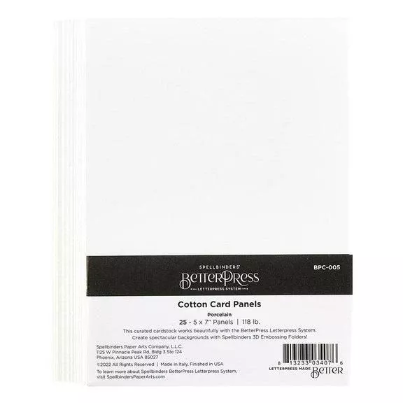 Spellbinders - BetterPress - Cotton Card Panels - A7 - Porcelain, 25 pack