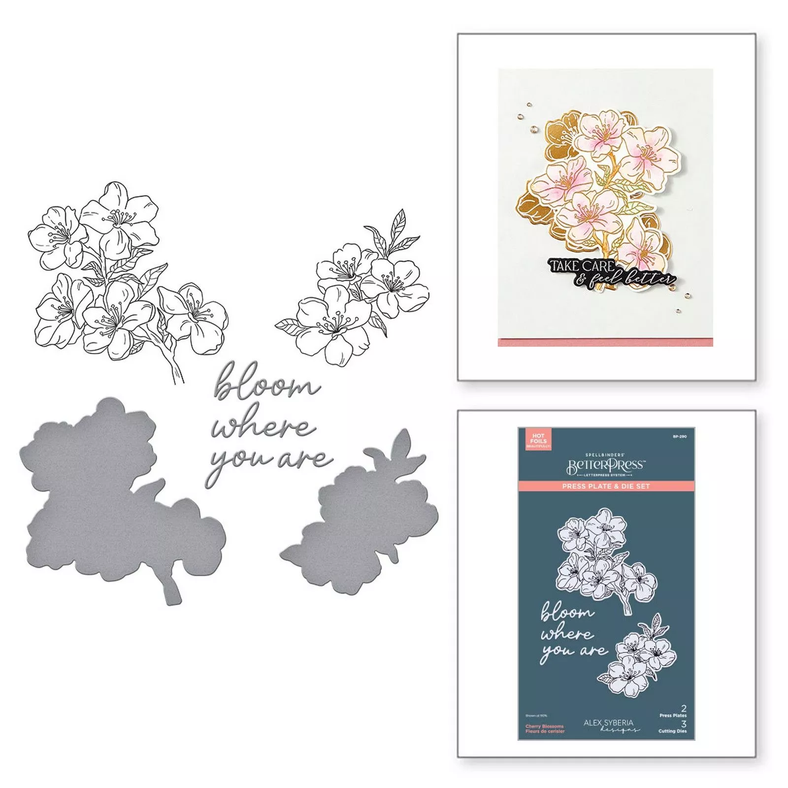 Spellbinders • BetterPress Plate & Die Set Cherry Blossoms 5pcs
