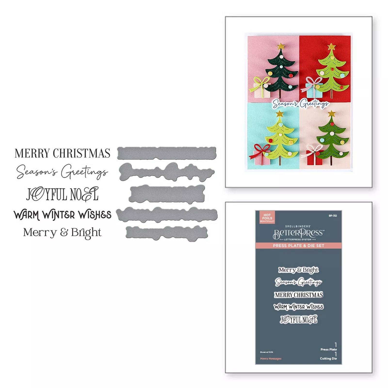 Spellbinders • BetterPress Plate & Die Set Merry Messages 5pcs