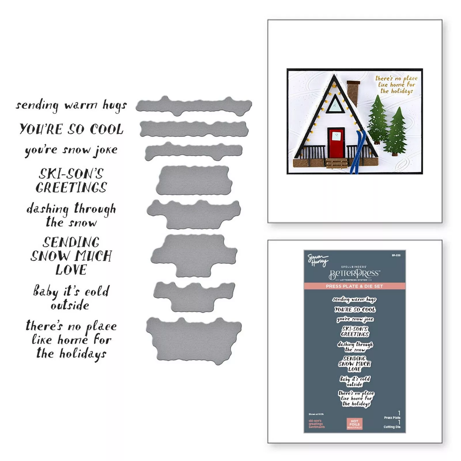 Spellbinders • BetterPress Plate & Die Set Ski-son's Greetings Sentiments 2pcs