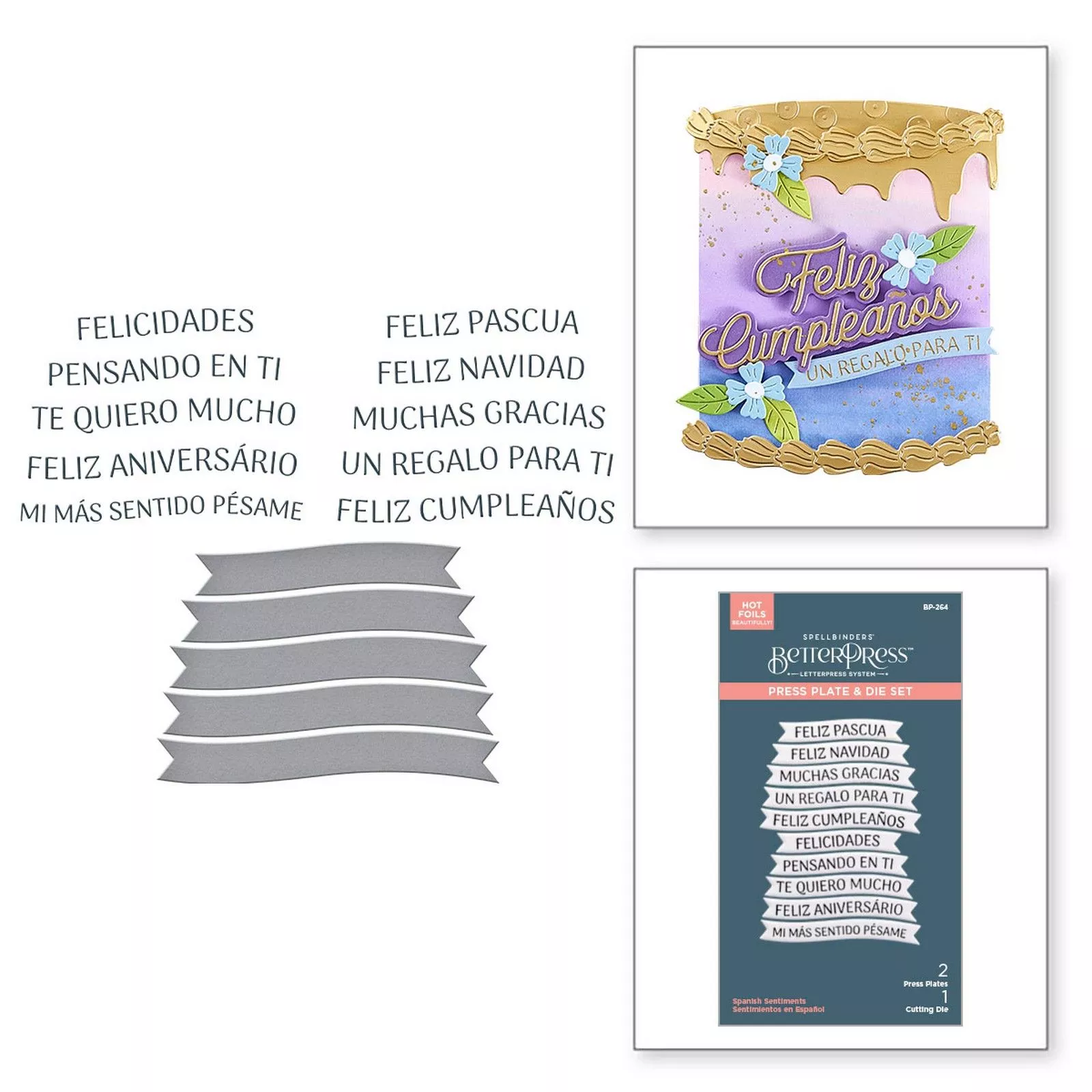 Spellbinders • BetterPress Plate & Die Set Spanish Sentiments 3pcs