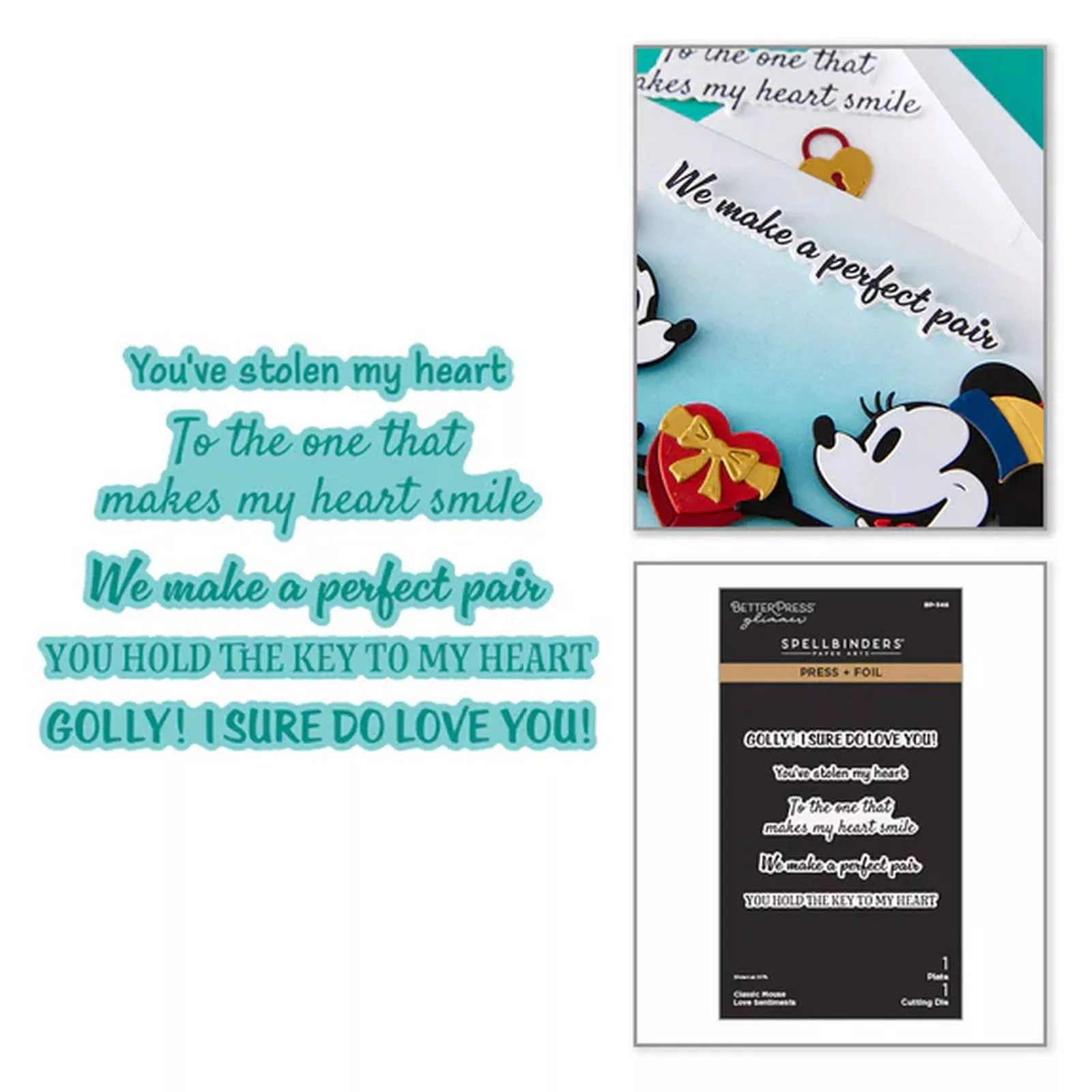 Spellbinders • BetterPress Press + Foil Plate & Die Set Love Sentiments 2pcs
