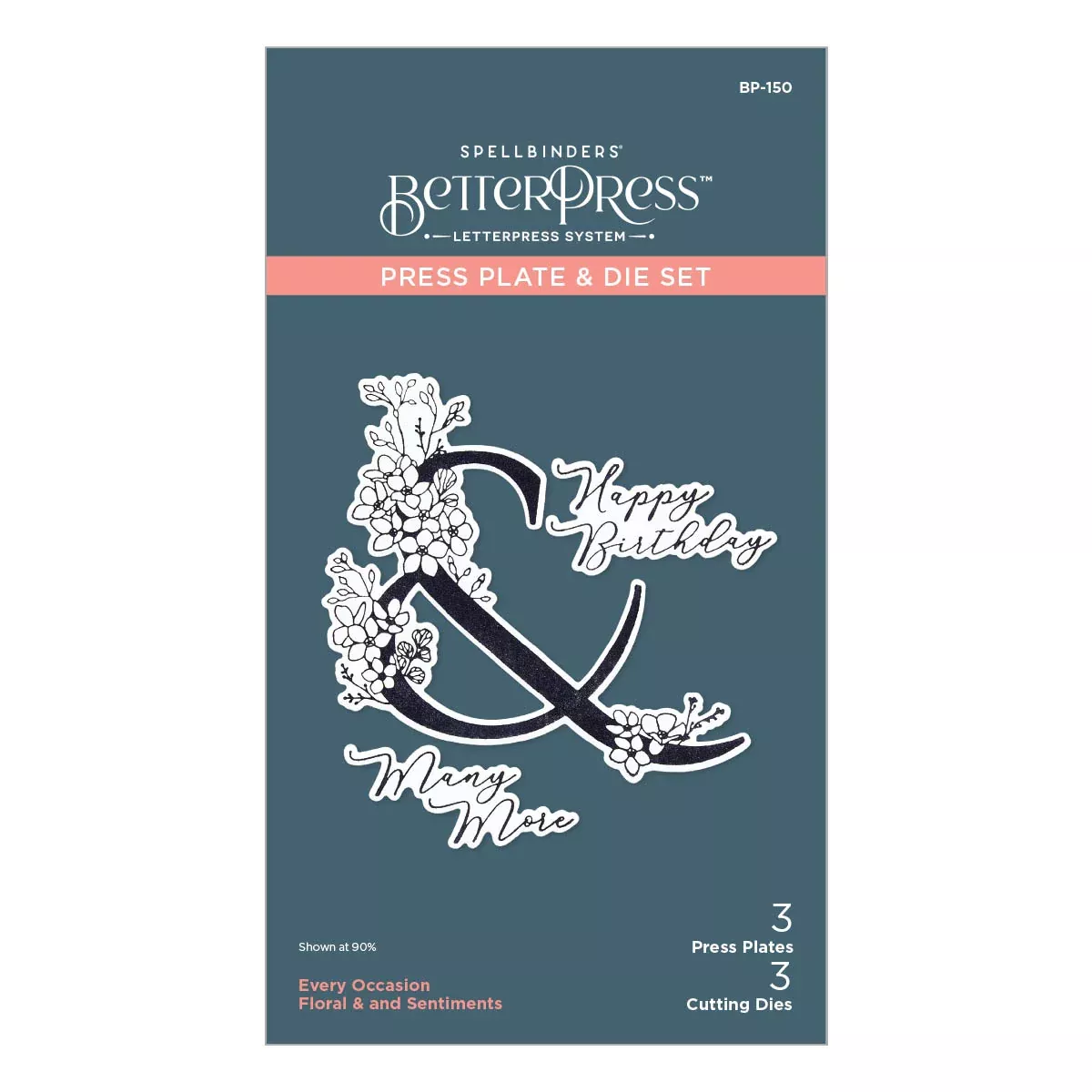 Spellbinders BetterPress Press Plate & Die Set - Floral & and Sentiment, BP-150