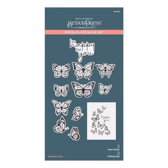 Spellbinders - BetterPress - Press Plate & Dies - Butterfly Swirl