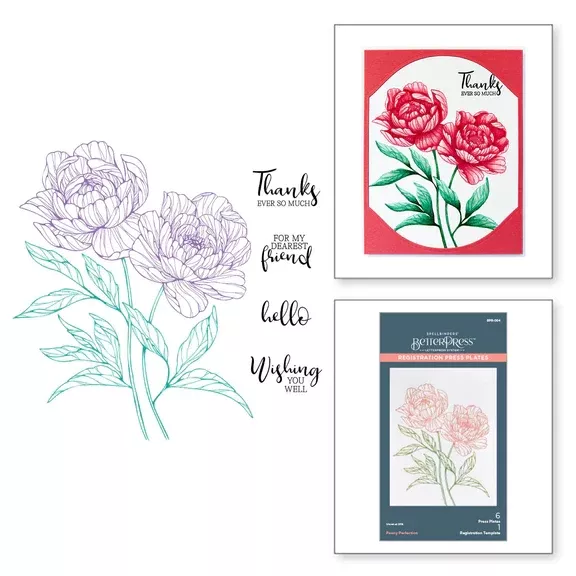Spellbinders - BetterPress Press Plate Peony Perfection Registration