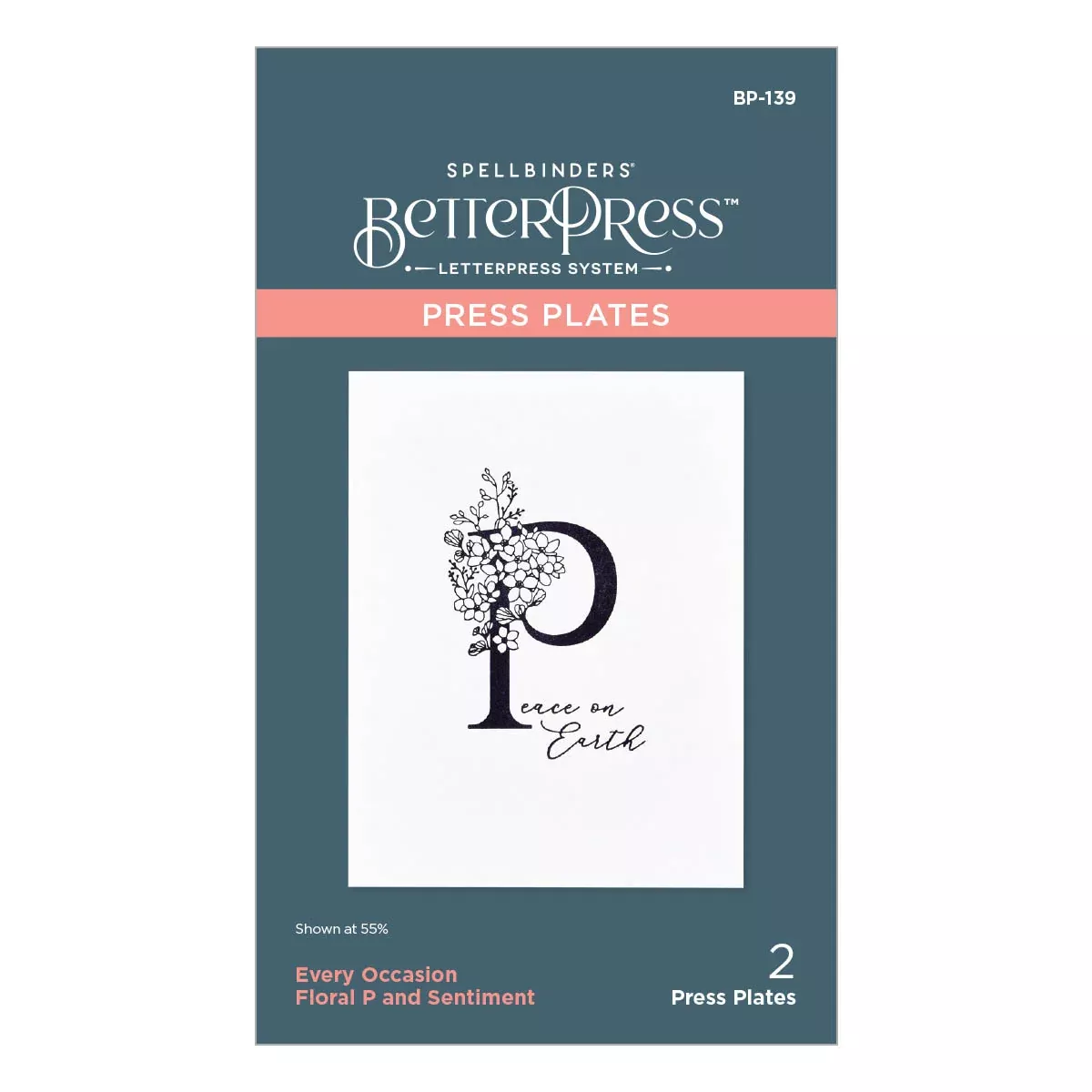 Spellbinders BetterPress Press Plates - Floral P and Sentiment, BP-139