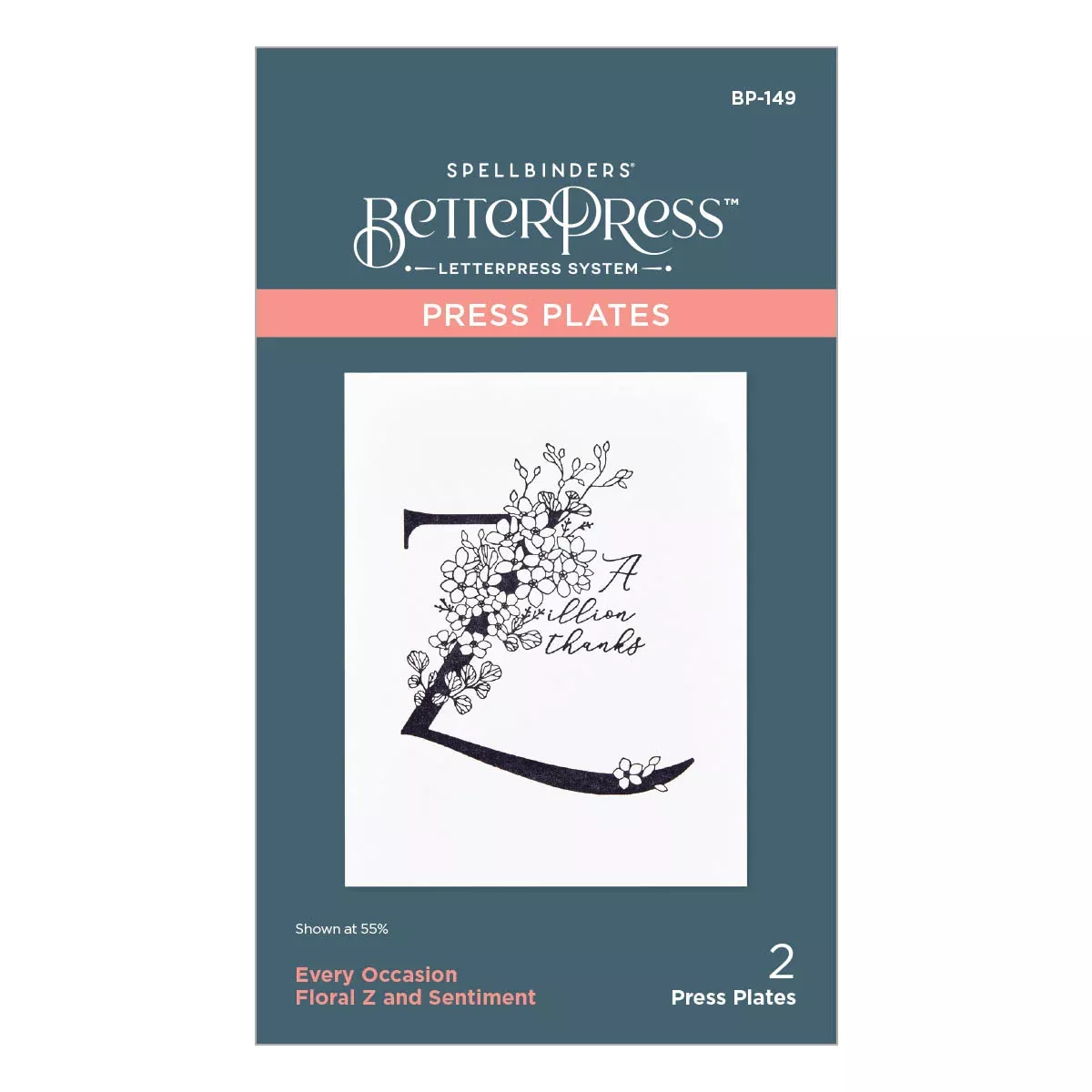 Spellbinders BetterPress Press Plates - Floral Z and Sentiment, BP-149