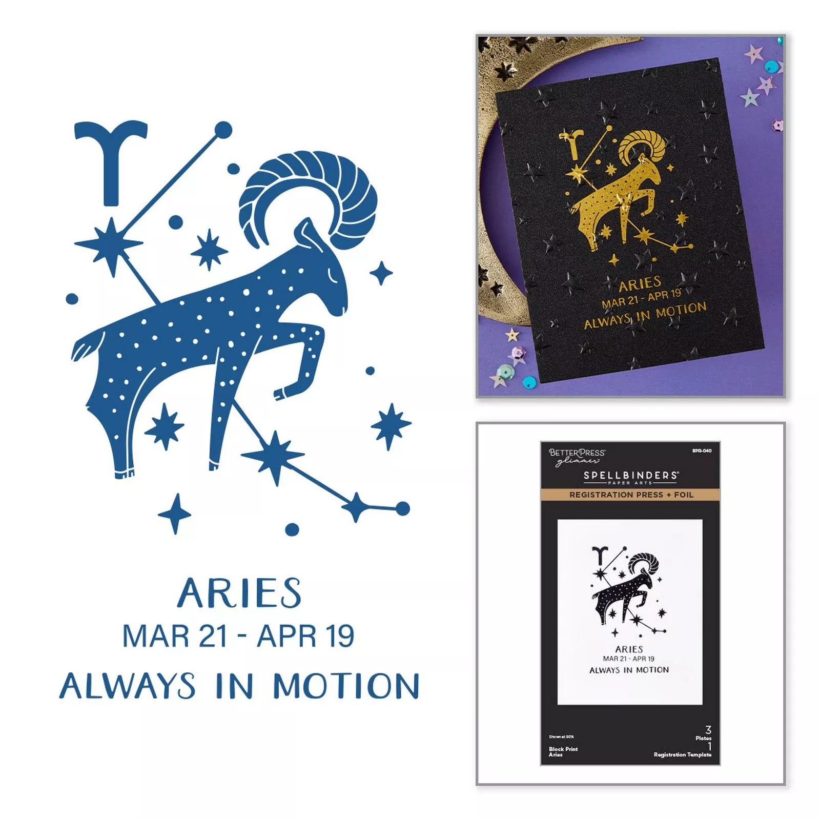 Spellbinders • Block Print Aries Registration Press + Foil Plate 4pcs