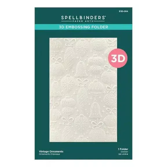 Spellbinders - Classic Christmas Collection - 3D Embossing Folder - Vintage Ornaments