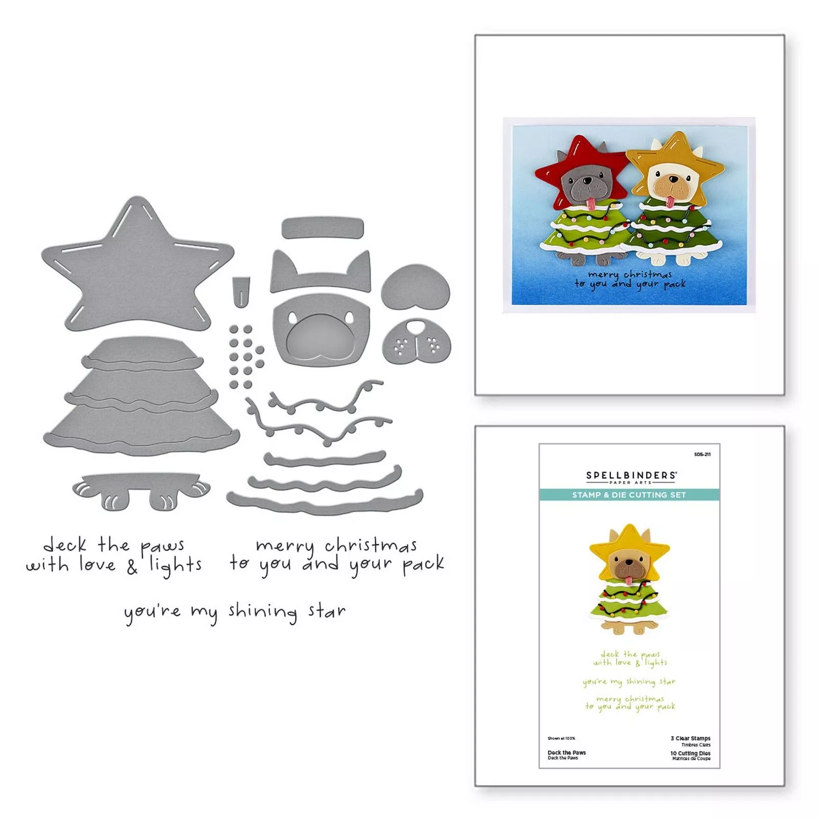 Spellbinders • Clear Stamp & Die Set Deck the Paws 13pcs