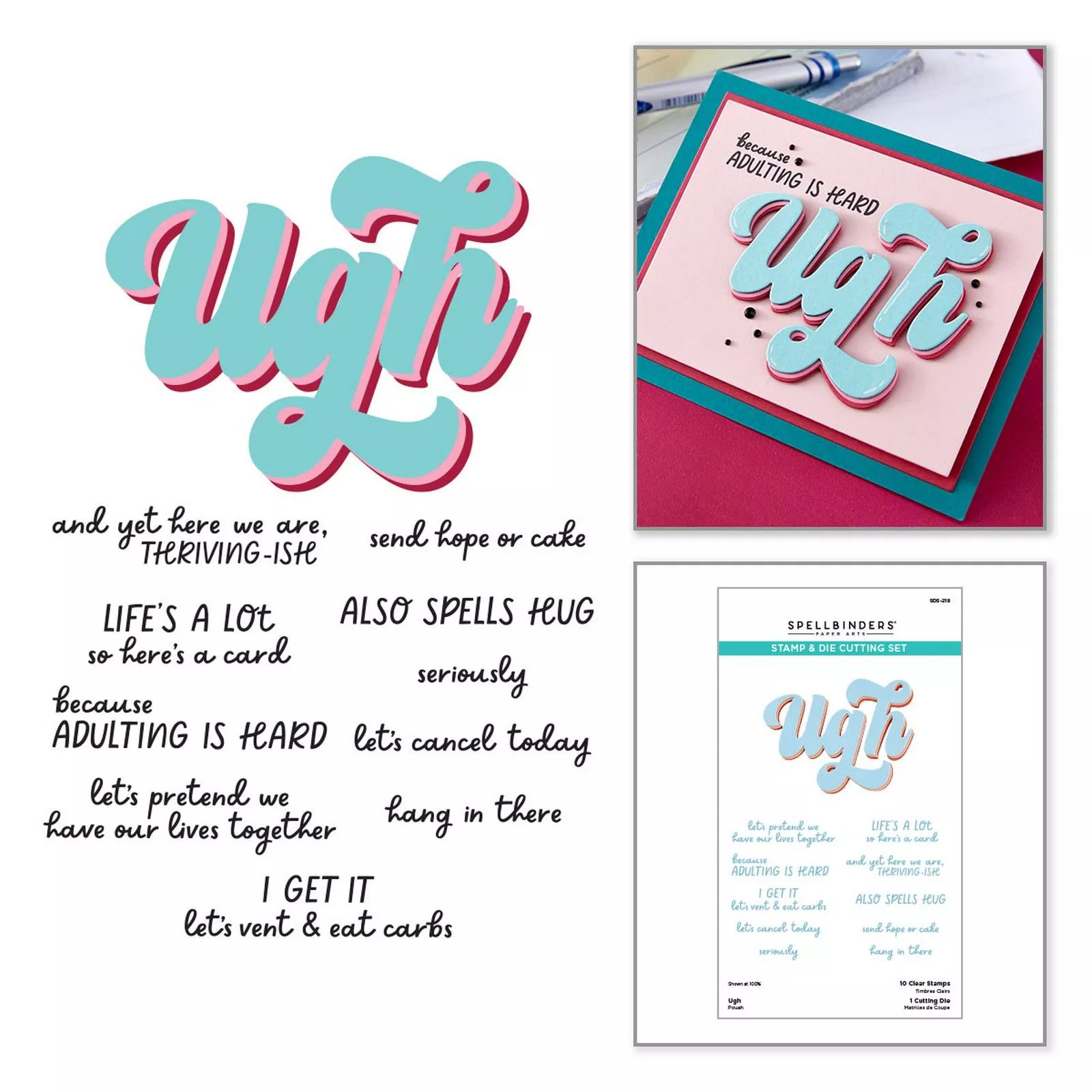 Spellbinders • Clear Stamp & Die Set Ugh 11pcs