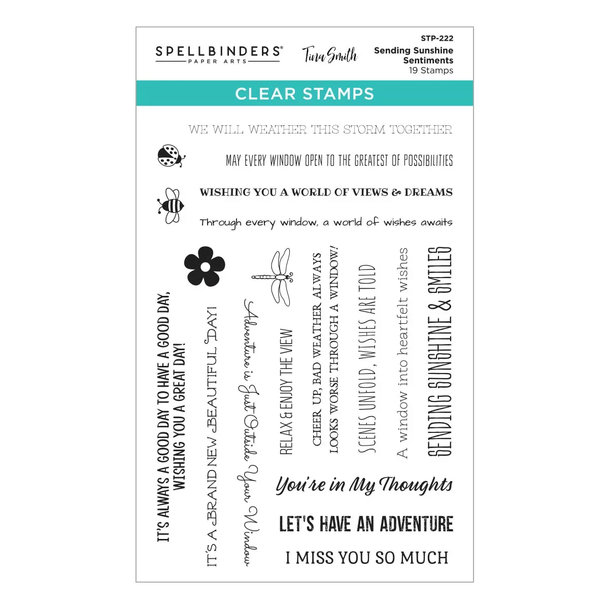 Spellbinders Clear Stamp Set - Sending Sunshine Sentiments, STP-222 by: Tina Smith