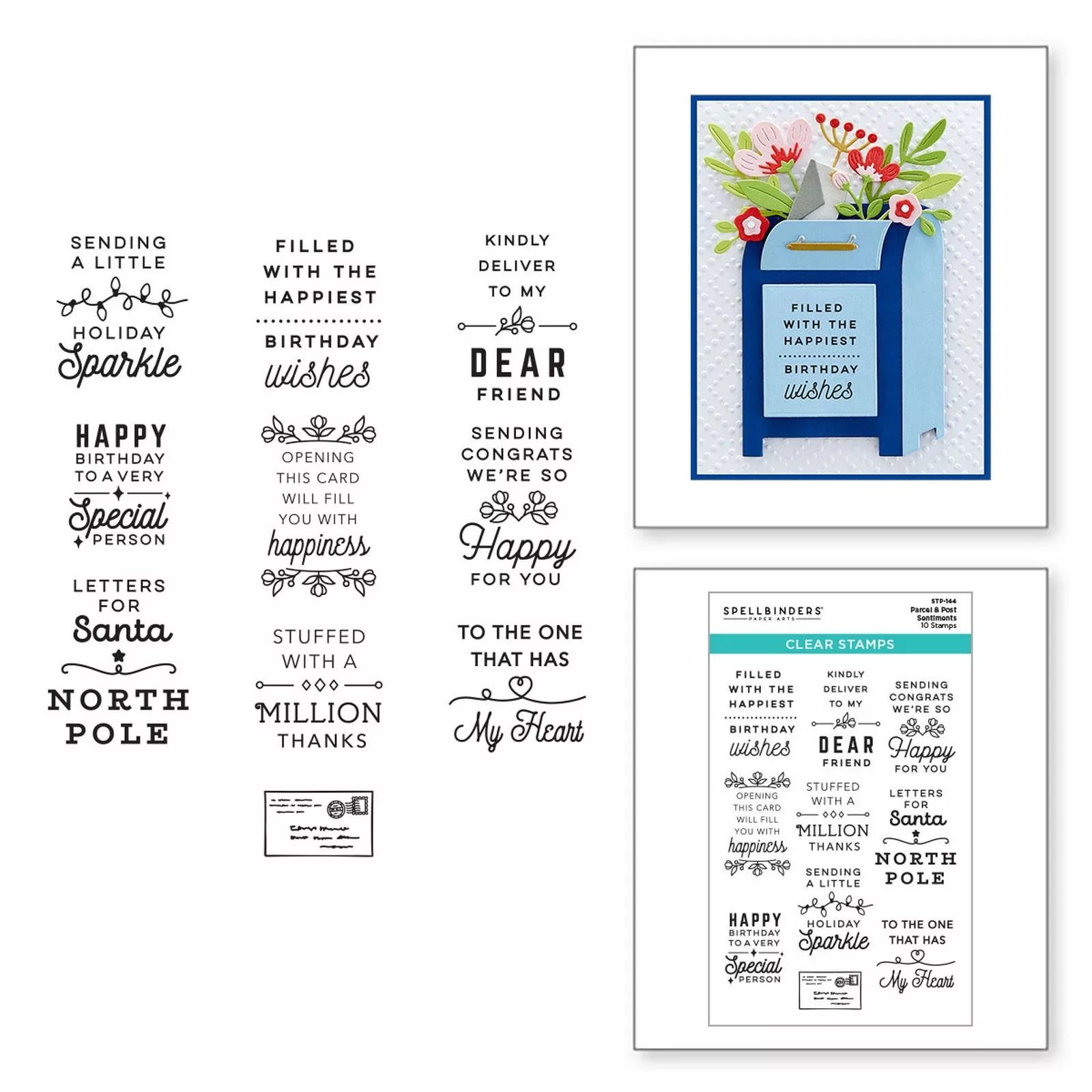Spellbinders • Clear Stamps Parcel & Post Sentiments 10pcs