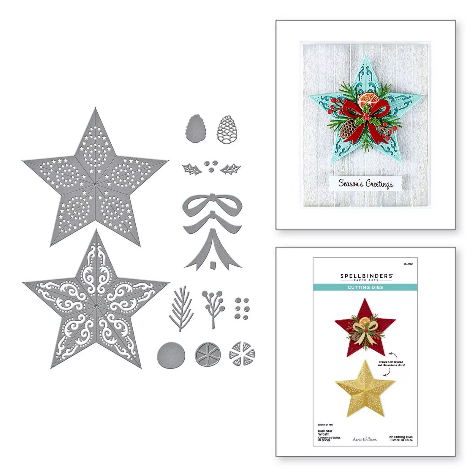 Spellbinders • Cutting Dies Barn Star Wreath 22pcs