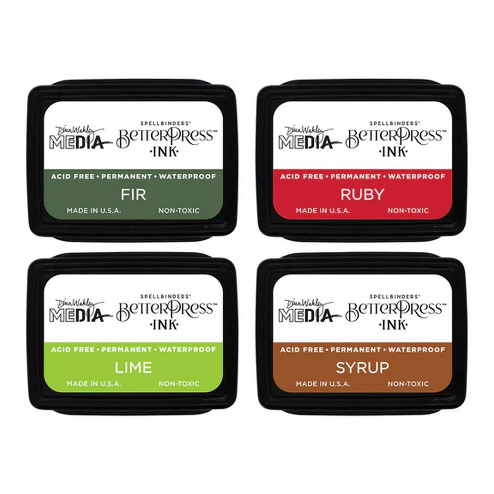 Spellbinders • Dina Wakley BetterPress Mini Ink Pads Festive 4pcs
