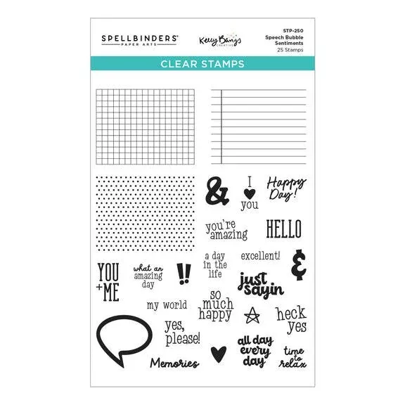 Spellbinders - Just Sayin' Collection - Clear Stamps - Speech Bubbles Sentiments