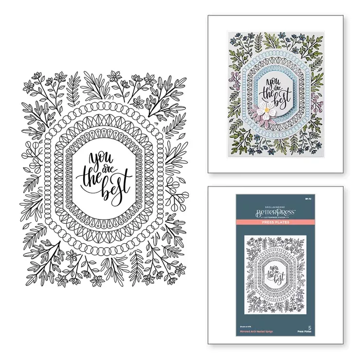 Spellbinders Mirrorer Arch Nested Sprigs Press PLate From THE MIRRORED ARCH COLLECTION