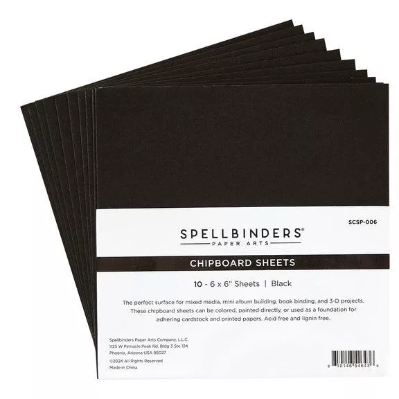 Spellbinders - Storytelling Collection - Chipboard - Black Chipboard Sheets - 6 x 6"