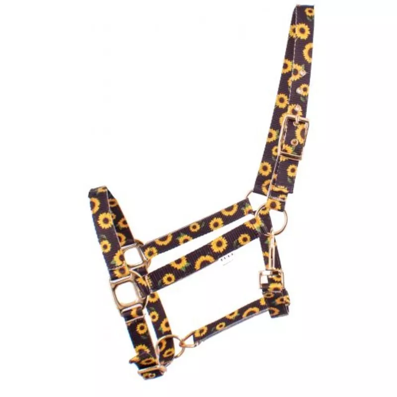 #SS-06: Showman Premium Nylon Horse Sized Halter with sunflower design