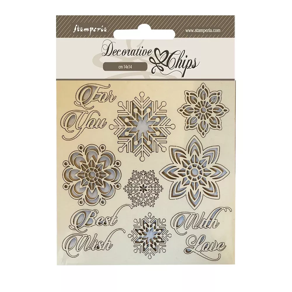 Stamperia Decorative chips cm 14x14 - Snowflakes