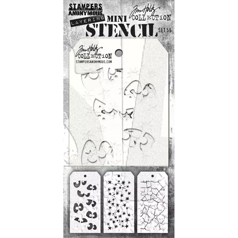 Stampers Anonymous Mini Layering Stencil Set 3Pc - Set #56, THMST56 by: Tim Holtz