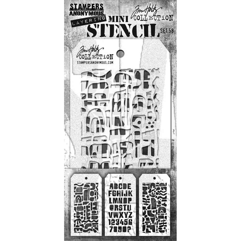 Stampers Anonymous Stencil Set - Set #58, THMST58 by: Tim Holtz