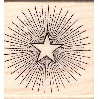 Star with Rays Rubber Stamp